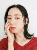 三軒茶屋_レディース_ミディアム_ブラック_ストレート_黒髪_小顔