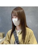 顔まわりレイヤー/ミディアム/ベージュカラー