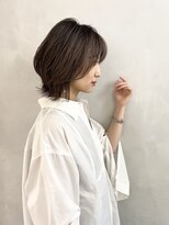 小森谷,黒髪,グレーベージュ,レイヤーロング,前髪パーマe47