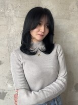 フレーム 博多店(FRAME)&nbsp;ブルーブラック×顔周りレイヤーカット【福岡博多】