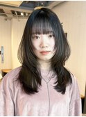 ロング美髪顔周りレイヤーウルフレイヤー_ba505171