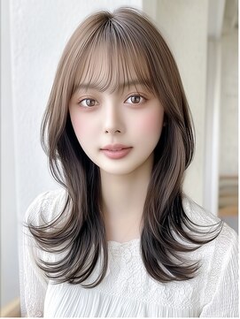 イチパーセント 横浜(1%) 着物ヘア/ダークアッシュ/ミディアムレイヤーカット/横浜