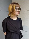 ブリーチカラー　ローライト　デザインカラー　ボブ　夏カラー