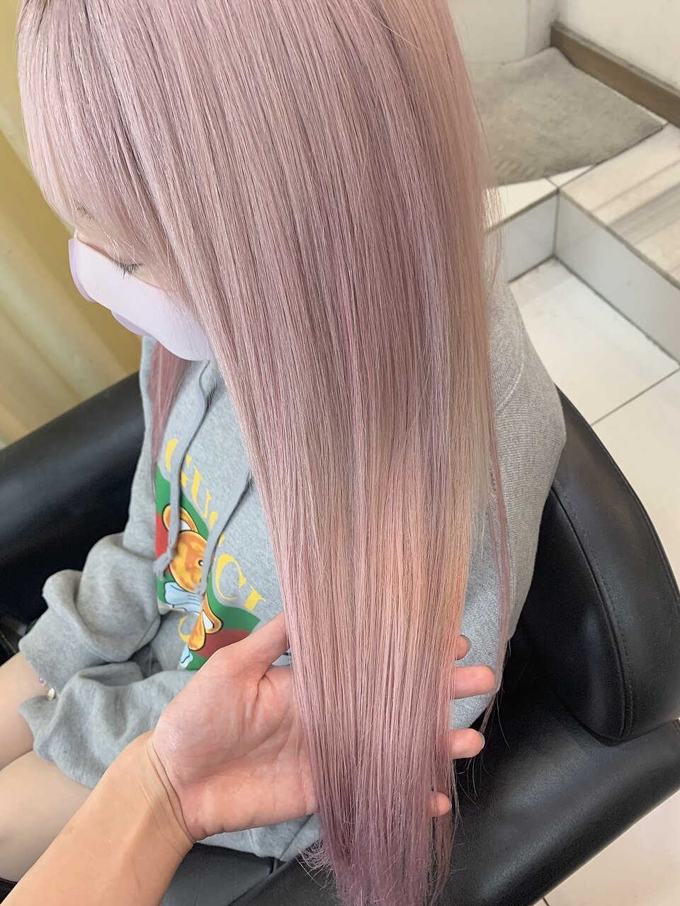 ホワイトピンク☆シールエクステ ハイトーン ケアブリーチ 韓国