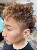 無造作マッシュメンズショート☆ツイスパブラウンベージュ