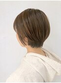 小顔補正立体ショコラアッシュカラーマッシュショート/横浜