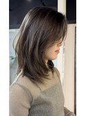 【オリーブグレージュ&ミディアムレイヤー】《福岡暗髪カラー》