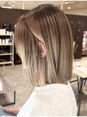 ハイライトバレイヤージュグラデーションカラー白髪ぼかし
