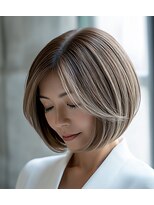 フラッグ(flag) ボブ2 (白髪ぼかしハイライト)