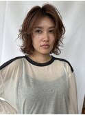 オレンジベージュ×ミディアムレイヤー