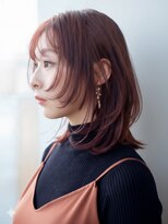 シオン(shion)&nbsp;顔周りレイヤーピンクベージュ前髪ミディアム_F1501