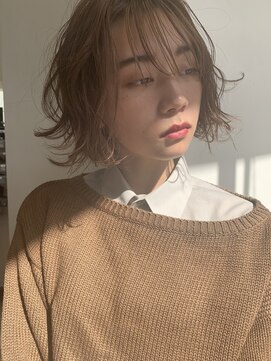 フォト 新宿(foto) グレーベージュ前髪パーマレイヤーカットダブルカラー髪質改善