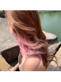 【松葉】インナーカラー/ピンク/イヤリングカラー/髪質改善