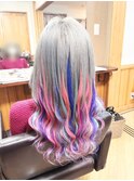 エクステ　派手ギャル　原色エクステ