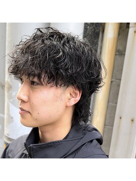 ウェーブ(WAVE) スパイラルパーマ/前上がりウルフ/マッシュウルフ/メンズウルフ