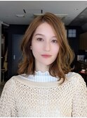 ラテベージュゆる波ミディ