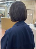 ブリーチなし切りっぱなしボブミディアムレイヤーボブ夏カラー