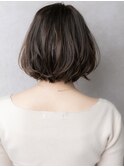 グレーベージュ小顔補正カット黒髪ボブカール309W上尾30代40代