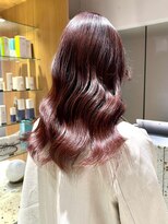 ナチュラル ヘアーデザイニング(Natural hair designing) 色気ヘア/カシスレッド/ダスティピンク/ゆる巻きロング/髪質改善