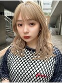 レイヤーカット透明感カラーシースルーバング冬カラー