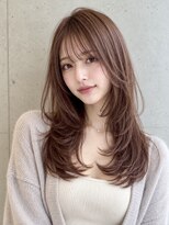 ヌフ(neuf) 「20代30代 ピンクブラウン×顔周りレイヤー 艶髪ロング