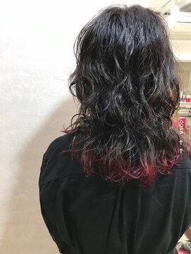 フロート 小阪店(float) すそカラー_エアリーミディ 黒髪 ホワイトアッシュ