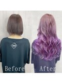 パープル#グラデーション#ゆるふわウェーブ#シールエクステ#小倉
