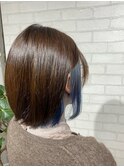 イヤリングカラー/インナーカラー/ブルー/ケアブリーチ/小顔
