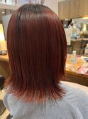 切りっぱなしロブ　深みオレンジカラー