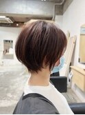 大人ショートヘアイルミナカラー白髪ぼかし