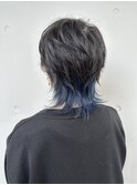 ウルフカット/インナーカラー（アイスブルー）ダブルカラー