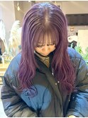 紫カラー/ぶどうカラー/暖色パープル/ブリーチカラー/渋谷