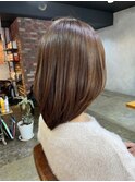 艶髪ストレート 丸みシルエットカット オレンジベージュ