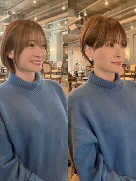 髪質改善と縮毛矯正の専門店 サンティエ(scintiller) 大人綺麗な小顔襟足スッキリショートボブ　30代40代50代