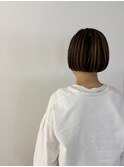 バレイヤージュ×ラウンドミニボブ