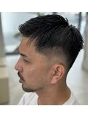 メンズ短髪刈り上げツーブロックアップバングメンズカット