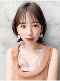 デジタルパーマ外ハネボブ前髪ダークアッシュ美髪#242g0126