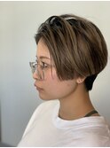 ☆Mel☆前下がり☆ショート☆マッシュ☆ベージュ☆刈り上げ☆