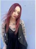 カシスカラー　秋冬　赤髪　ロング　ガルボヘアー　高知美容室