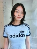 ハッシュカット前髪なしレイヤーミディアムレイヤー