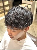MEN’S HAIR/サーフカール/刈り上げセンターパート/北堀江