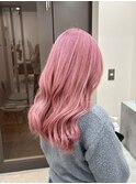 ピンクミルクティーベージュブリーチダブルカラーコーラルピンク