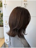 くびれミディアム　髪質改善　透明感カラー