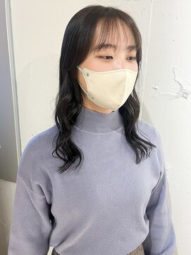 ラミエ バイ メルト 吉祥寺(lamie by melt) "久保田"シースルーバング顔まわりレイヤーブリーチなしベージュ