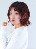 大人かわいいウェーブボブ/小顔ライン/暖色系カラー