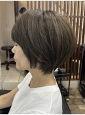 白髪ぼかし脱白髪染め似合わせショートボブ40代50代60代