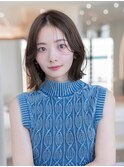 大人かわいい前髪セシルカットココアブラウンフリンジウェーブ