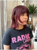 アプリコットオレンジ/くびれヘア/ウェーブショート［新潟］
