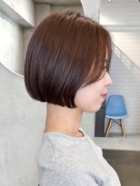 ディルト 代々木上原(DILT)&nbsp;丸みフラットミニボブウォームブラウン顔まわりレイヤーボブ