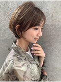 大人かわいいショートボブ×ココアブラウン